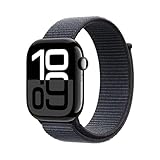 Apple Watch Series 10 GPS 46 mm Smartwatch con cassa in alluminio Jet Black e Sport Loop Inchiostro - One Size. Fitness tracker, app ECG, display Retina always-on, resistente all’acqua