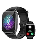 RUIMEN Smartwatch Uomo Donna Chiamate Bluetooth Orologio Contapassi Android iOS Compatibile Fitness Watch Sportive Cardiofrequenzimetro da polso Saturimetro Impermeabile IP68 Notifiche Whatsapp Nero